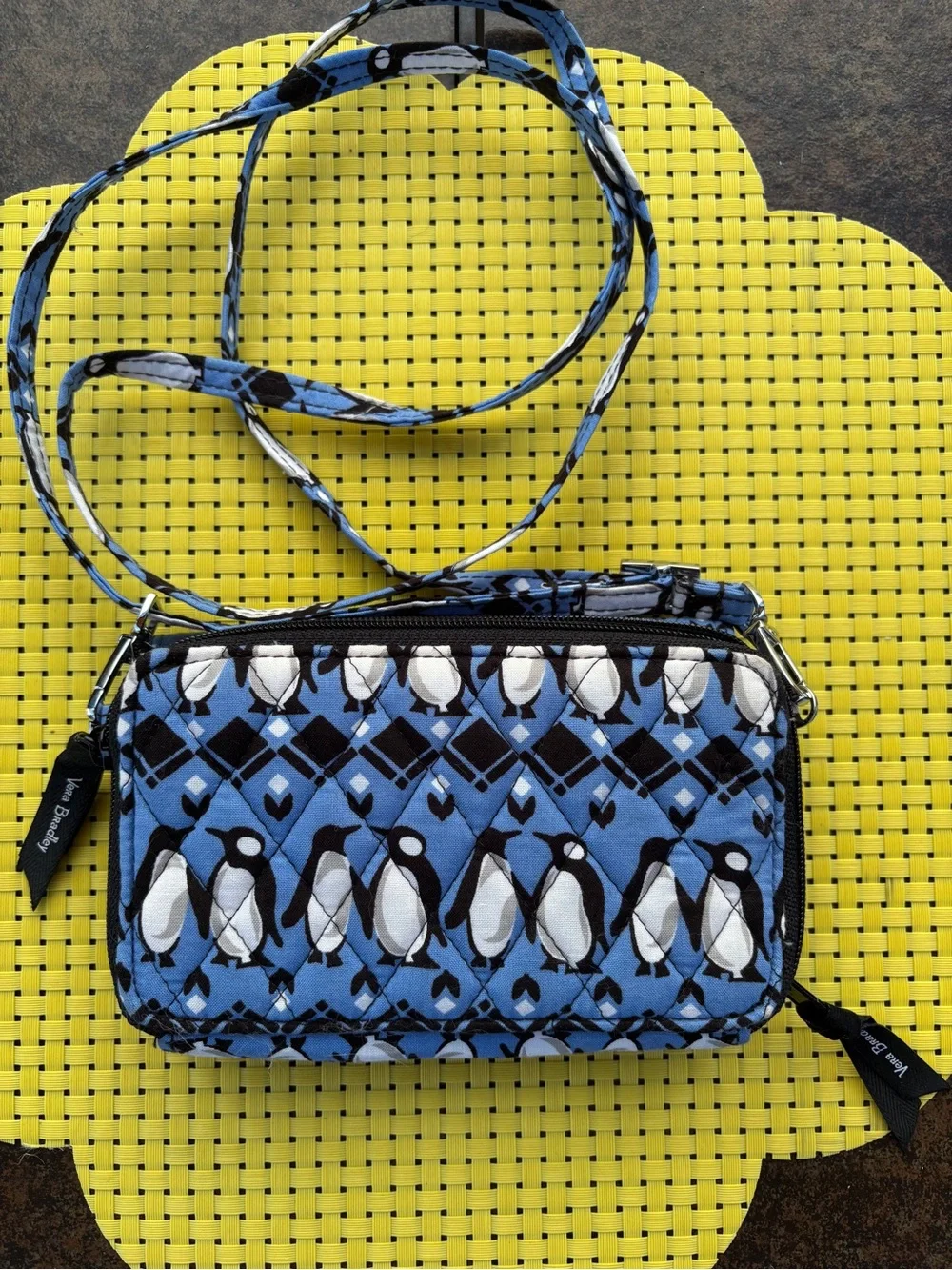 Vera Bradley Penguins Intarsia Blue RFID 3-in-1 Crossbody, Wristlet or Wallet